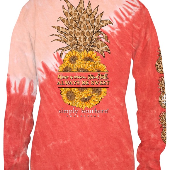 NWT Simply Southern graphic sunflower pineapple long sleeve tie dye t-shirt - Picture 2 of 4